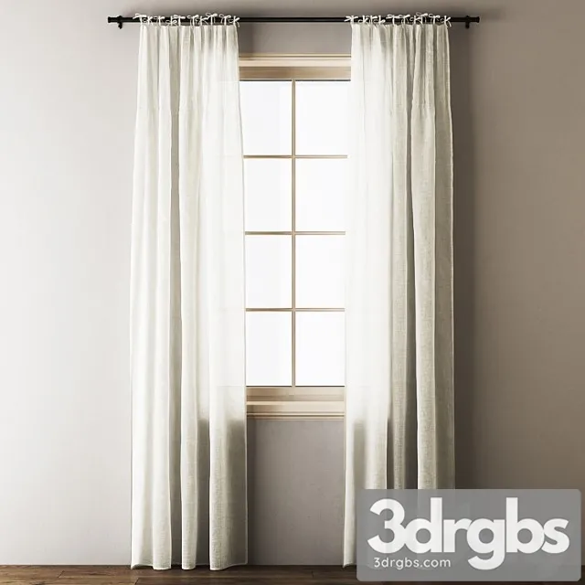 Anthropologie tie-top linen curtains 3D Model Free