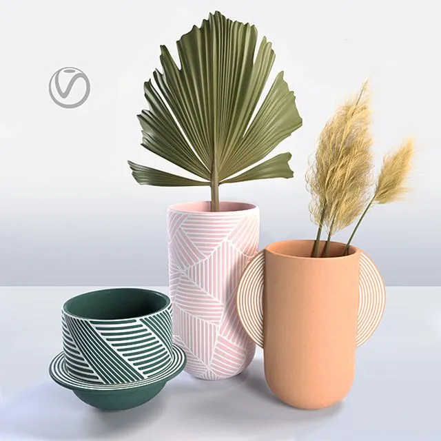 Anthropologie vase set 3D Model
