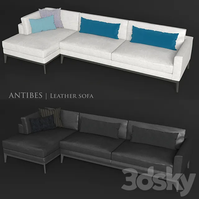 ANTIBES | Leather Corner Sofa 3D Model