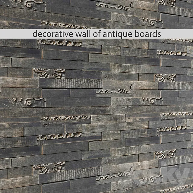 Antik Wood wall wall decor plank panels wooden decor boards wooden wall panel slats carving decor 3D Model