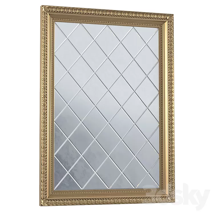 Antique beveled mirror in classic frame. Beveled Accent Mirror 3D Model
