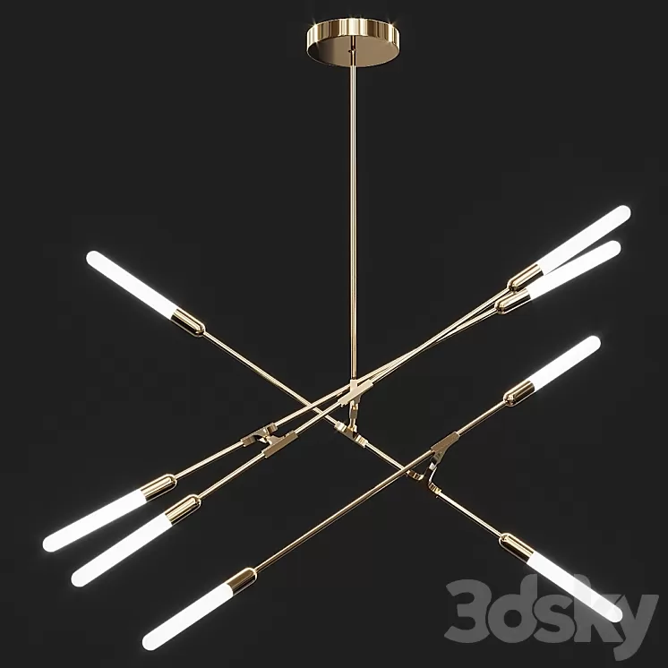 Antique Brass Wands LED Chandelier 3D Model