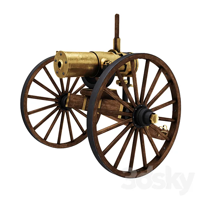 Antique Bronze Gun 3D Model