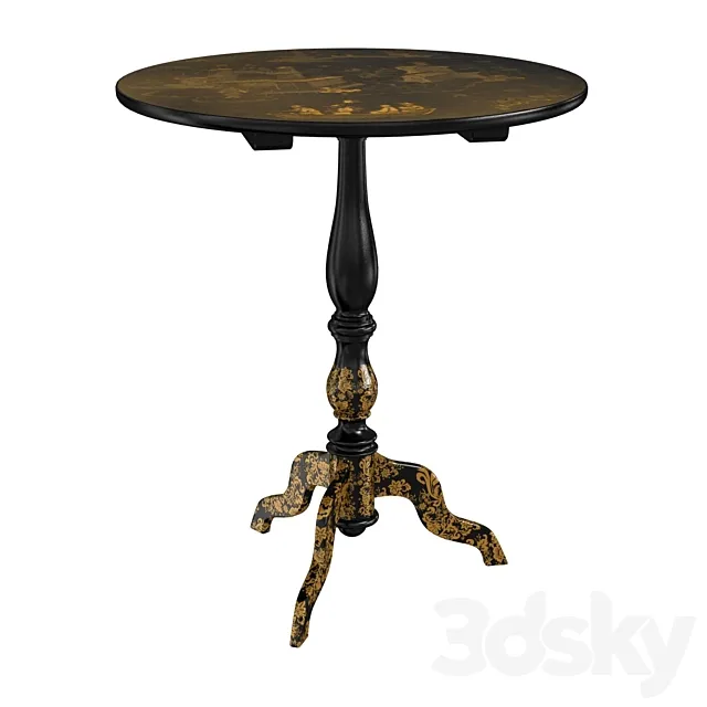 Antique Chippendale Style Black Lacquer MOP & Jade Inlaid Tea Table Chinoiserie Japaned Free Download