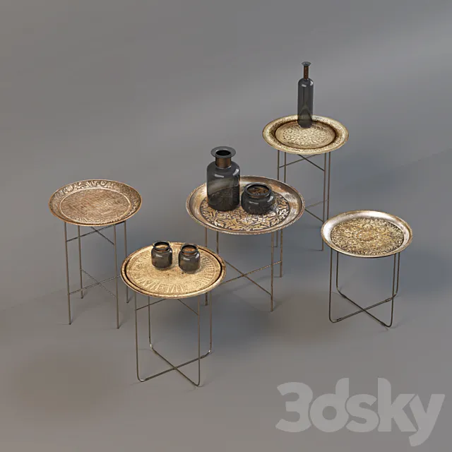 antique coffee table tray 3D Model