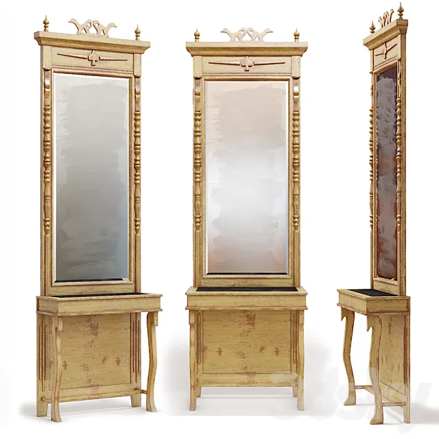 Antique console mirror 3D Model