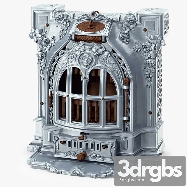 Antique Fireplace Lent Moyen Vif Salamandre 3D Model Free
