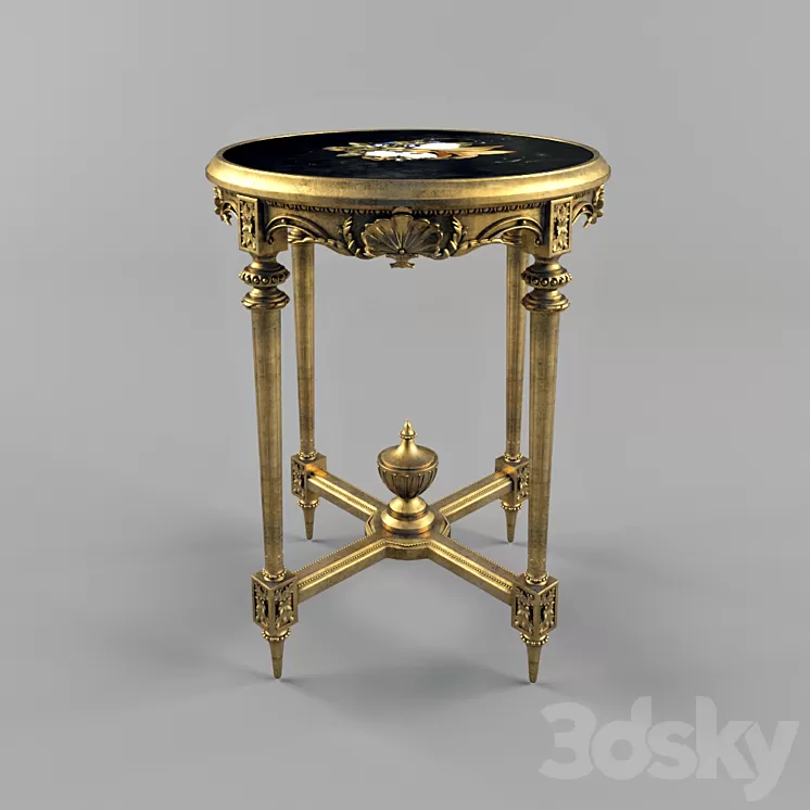 Antique French Giltwood Marble Top Side Table 3D Model