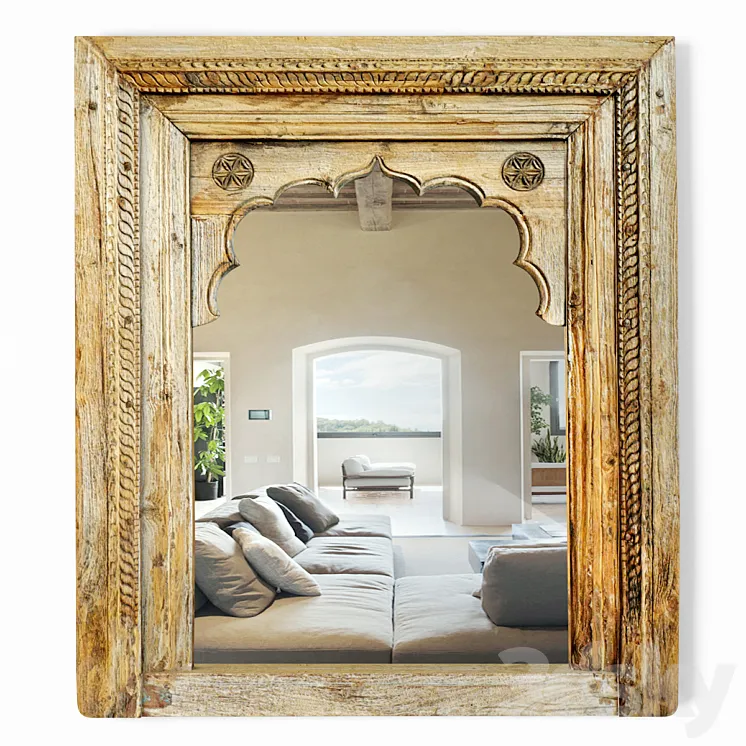 Antique Raja Window Mirror 3D Model Free