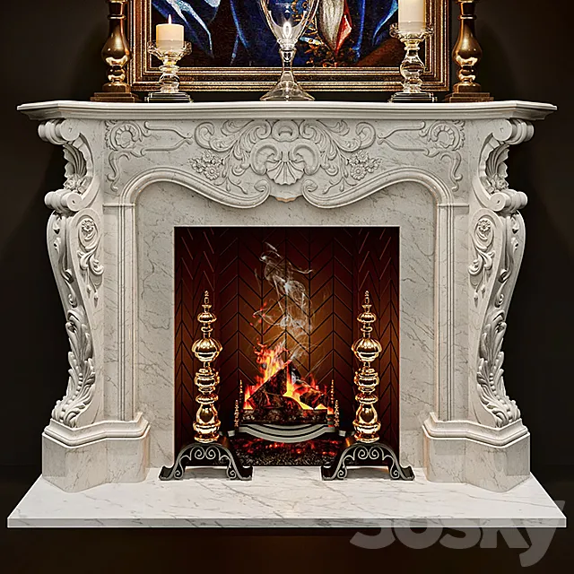 Antique Rococo Fireplaces - Louis XV 3D Model