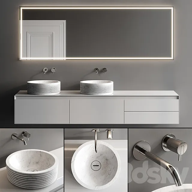 Antonio Lupi Panta Rei + Introverso Vanity Unit Set 4 3D Model