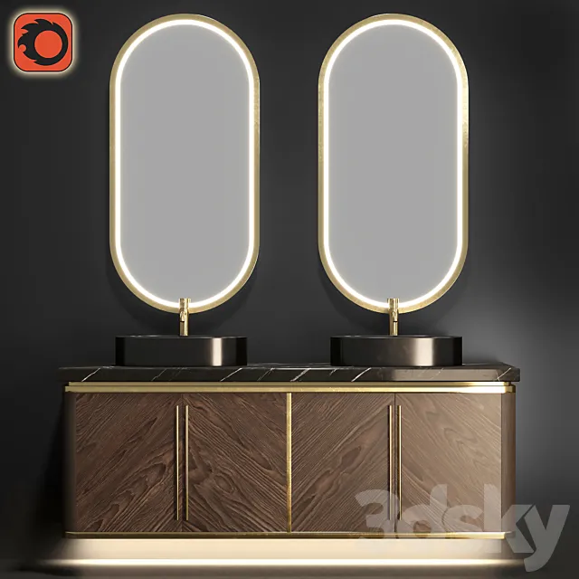 Ap Bathroom Cabinet Set 03 3D Model