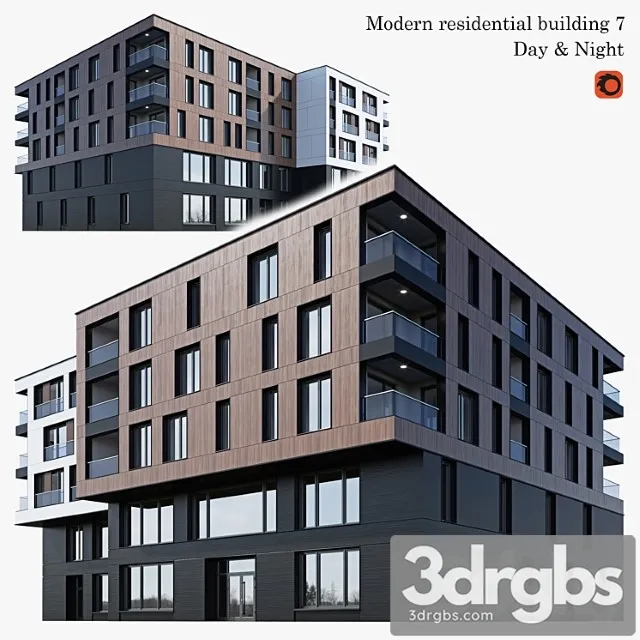 Apartment Building 7 3D Model Free
