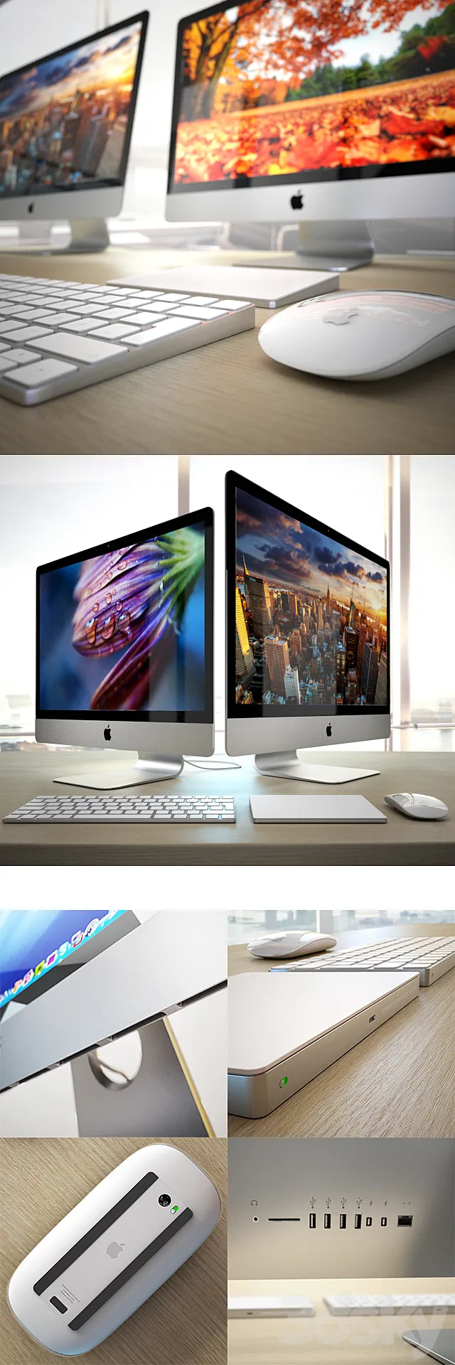 Apple iMac 2015 4k 5k RETINA with Accessories 3DModel