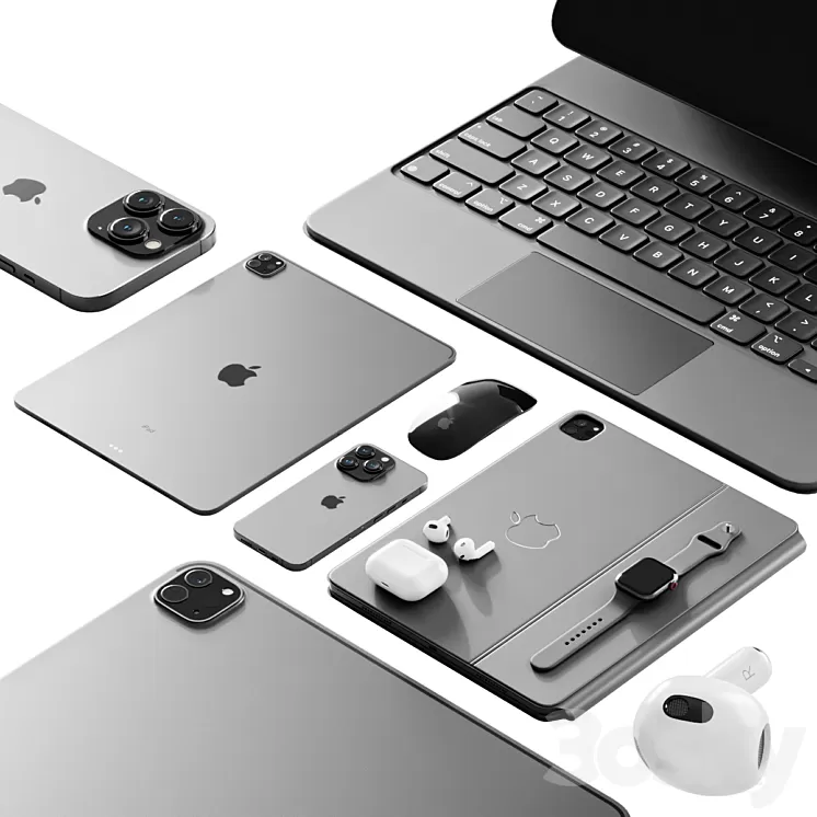 Apple Set 2 3D Model Free