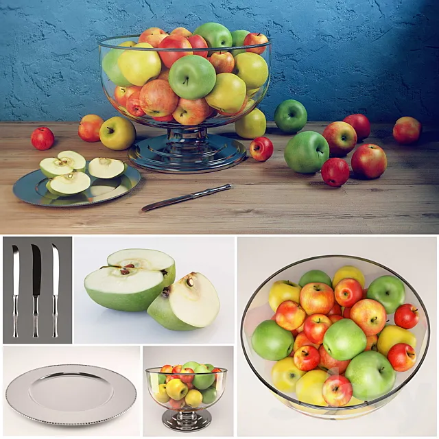 Apple set with Durban Centerpiece Bowl and Durant Beaded Charger 3DModel
