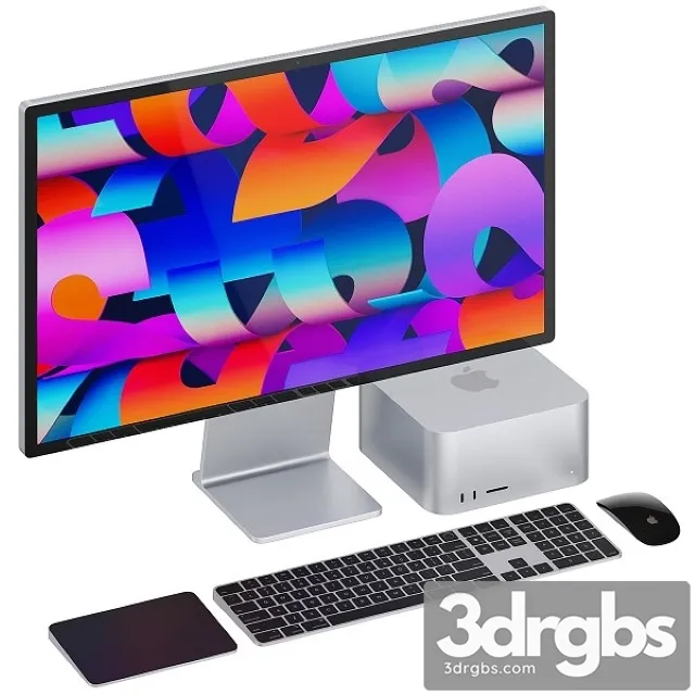 Apple Studio Display and Mac Studio Full Set 3D Model Free