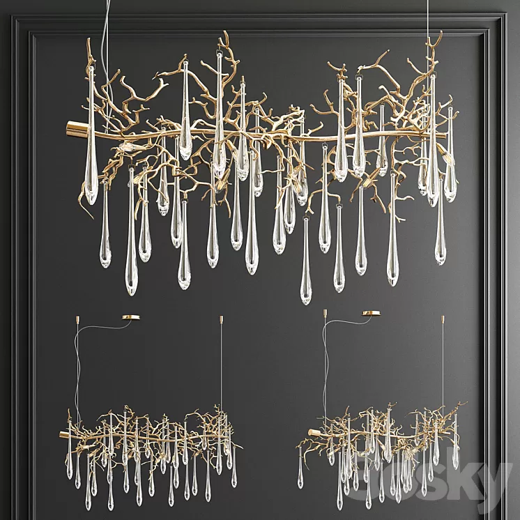 Aqua Horizontal Chandelier by Serip Lighting 3D Model