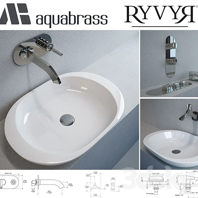 Aquabrass - set + sink faucets RYVYR 3DModel