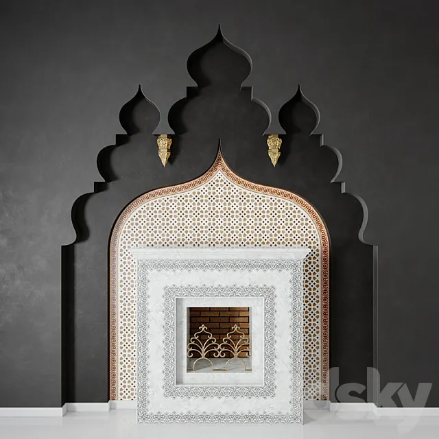 Arabic Fireplace 3D model Free Download