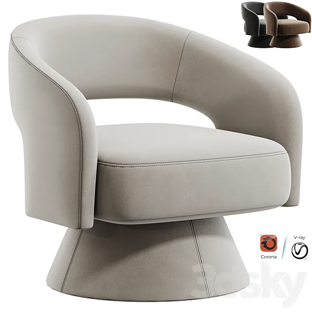 Aracelly Upholstered Swivel Barrel Chair 3D Model