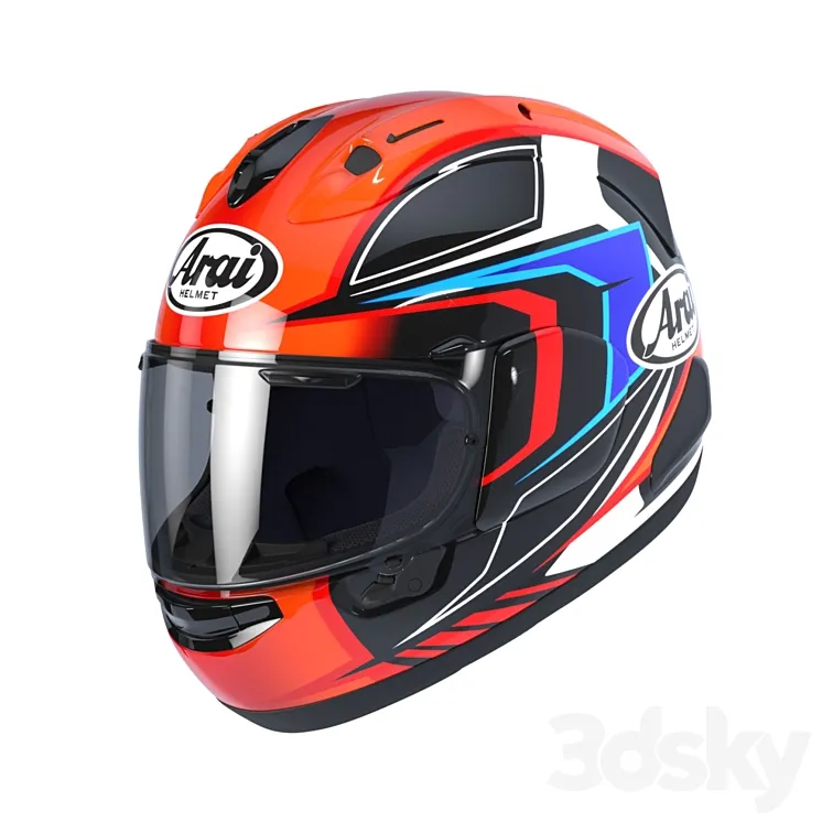 ARAI RX-7V MAZE RED / FROST BLACK motorcycle helmet 3D Model Free
