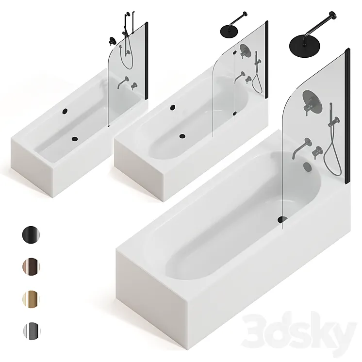 Arblu bath screens + Villeroy & boch bathtubs + Paffoni taps 3D Model Free
