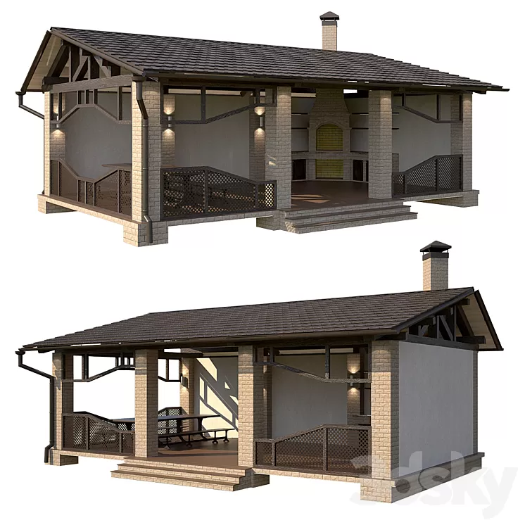 Arbor with summer kitchen