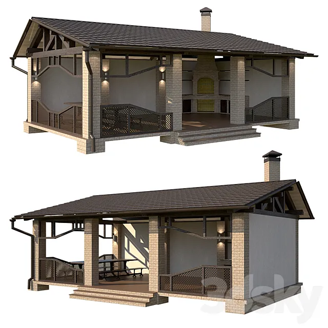 Arbor with summer kitchen 3DModel