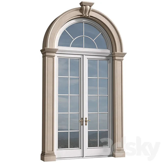 Arc Classical frame window.Entrance to the house.Front Door.Arched Opening.Outdoor Entrance classic door.External Doors. Exterior Door.Street Doors 3D Model