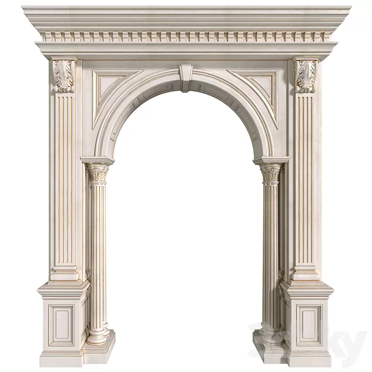 Arch in classic style.Arched interior doorway in a classic style.Traditional Interior Arched Doorway Opening 3D Model Free