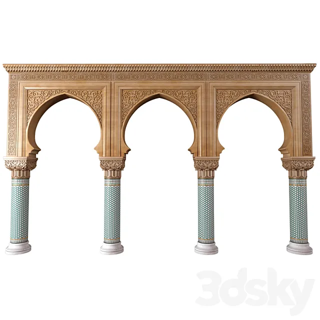 Arch in oriental style. Arched Doorway.Oriental Portal.Arabian Arched Entryway 3D Model