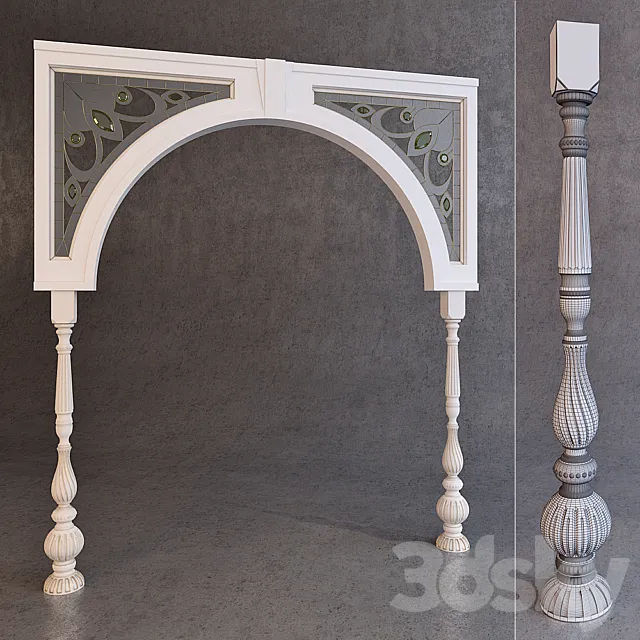 arched doorway with stained glass 3DModel