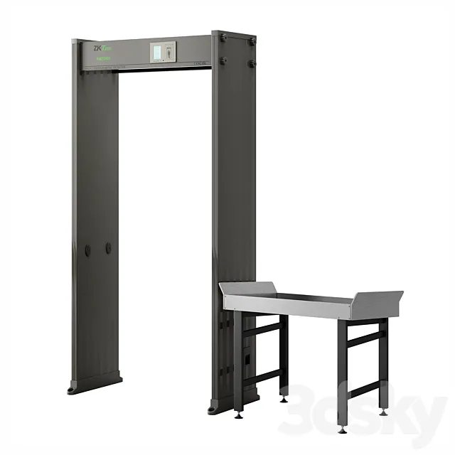Arched metal detector AMD-1800 ZKTeco with inspection stand 3D Model