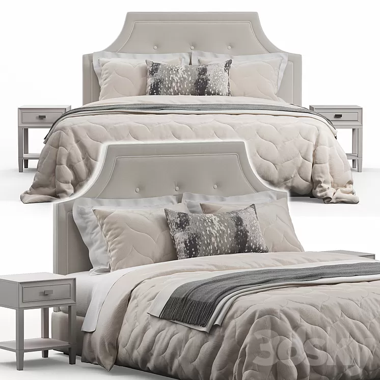 Arched Tufted Headboard Bed 3D Model