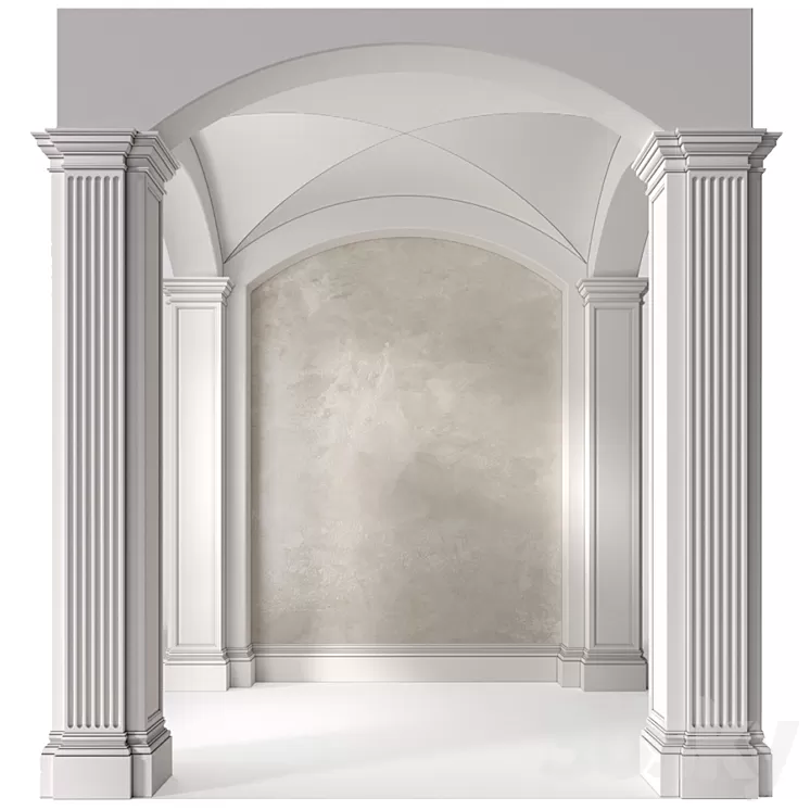 Arched Vaulted Gallery Decorative plaster 3D Model