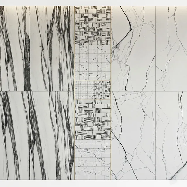 Architectural Design Floor gres Breach Fall B&W MARBLE set 1 3D Model
