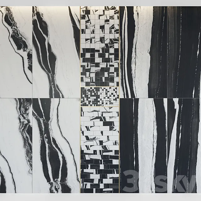 Architectural Design Floor gres Wave Flow B&W MARBLE set 2 3D Model