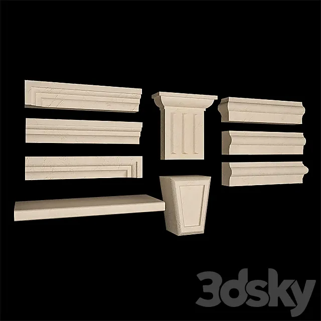 Architectural elements in the Chamotte texture 3D Model