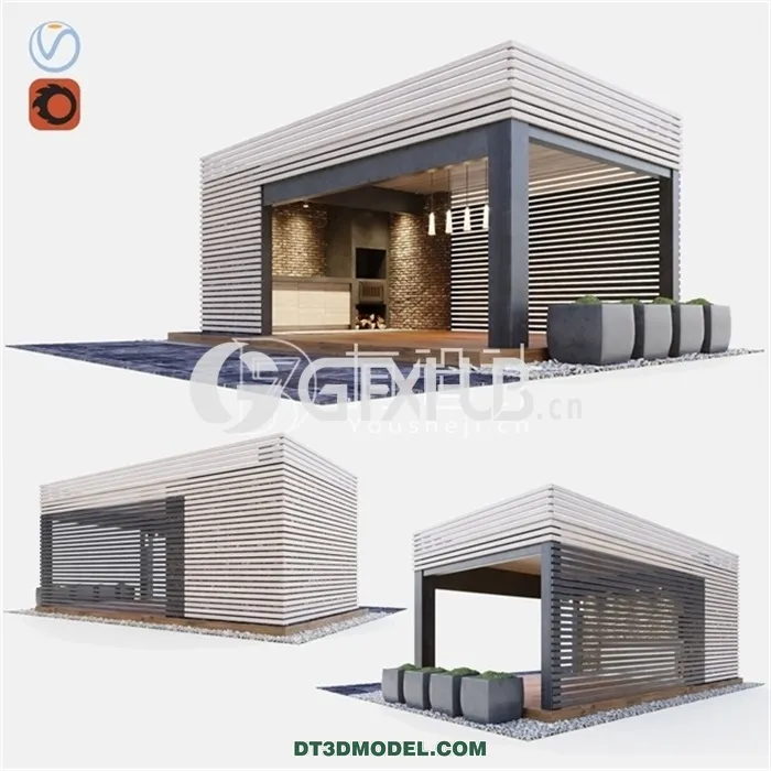 Architecture - Building - Gazebo With Summer Kitchen - www.yousheji.cn