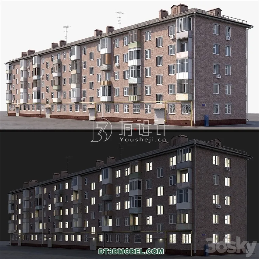 Architecture - Building - Khrushchev Red Brick