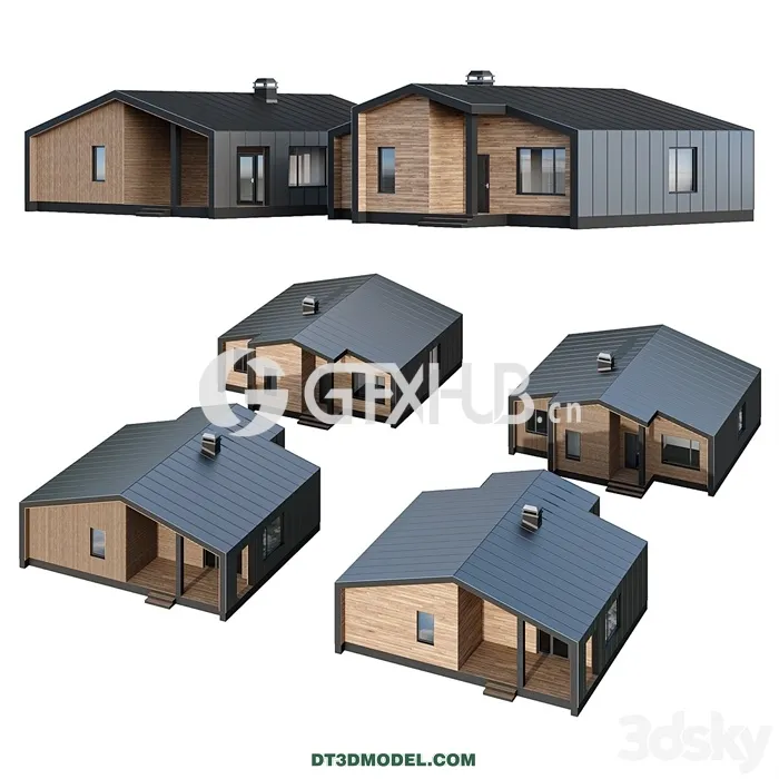 Architecture - Building - One-story barnhouse in two facade finishes