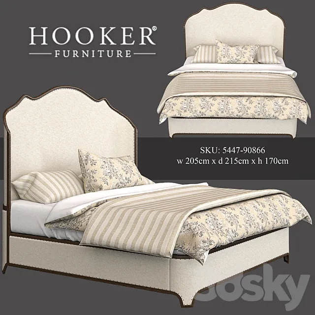 Archivist King Upholstered Platform Shelter Bed 3DModel