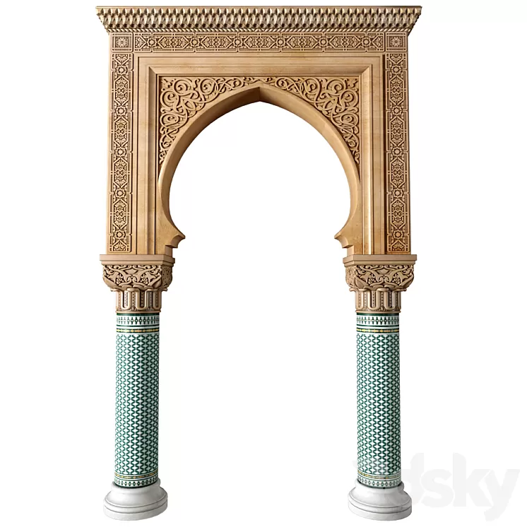 Archway in oriental style. Arched interior doorway.Door Portal. Arched Opening.Arabian Entryway 3D Model Free