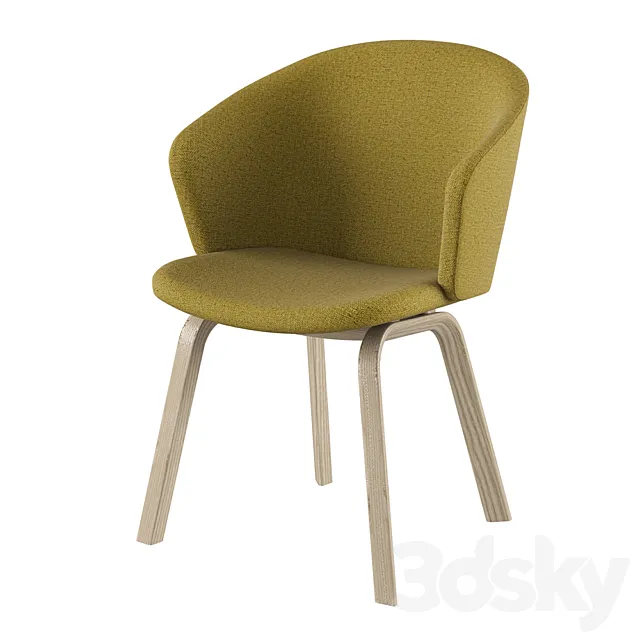 Arco Close Chair Wood 3D Model