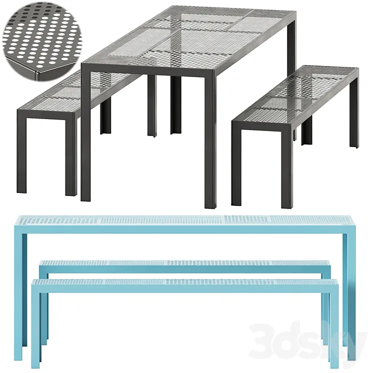 Areal Table and Bench by Nola Industrier / Garden set 3D Model Free