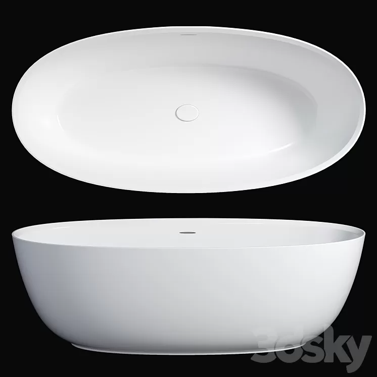 Arezzo 1700 x 800 Matt White Solid Stone Modern Double Ended Bath