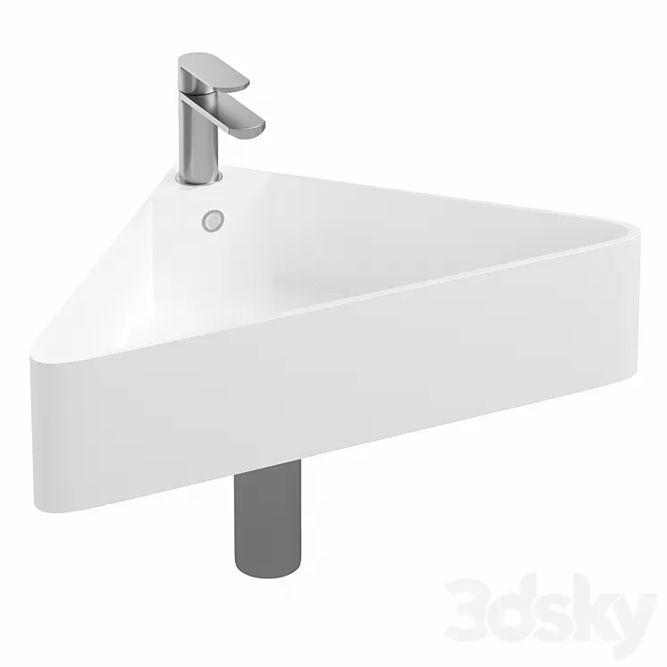 Arezzo Corner Cloakroom Basin 1TH - Gloss White 3D Model Free