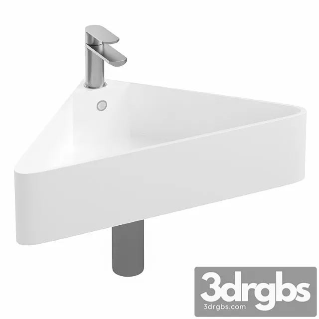 Arezzo corner cloakroom basin 1th - gloss white