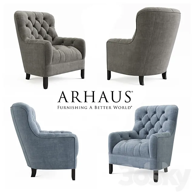 ARHAUS CLUB 34''TUFTED UPHOLSTERED CHAIR IN TWEED 3DModel